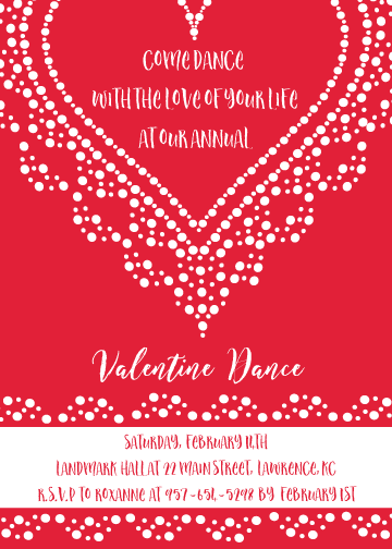Heart Embellishment Valentine Flat Invitation