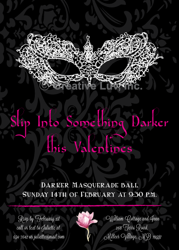 Masquerade Masks Valentine Flat Invitation