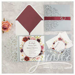 Exquisite Flower Tri-fold Laser Cut Wedding Invitation [Suite]
