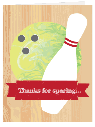 Bowling Pin and Ball  Thank You Note Card