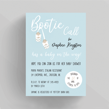 Bootie Call  Baby Shower Invittion