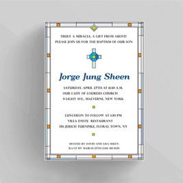 Stained Glass Boarder Christening Baptism Invitation