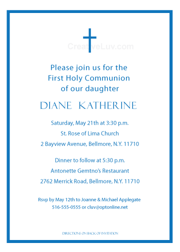 Blue Cross Baptism Invitation