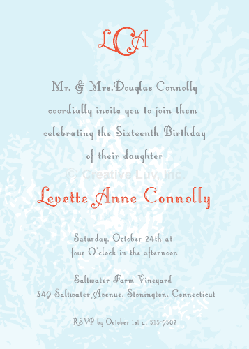 Coral Reef Sweet 16th Invitation
