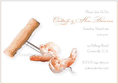 Cork Opener and Shrimp Flat Invitation