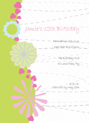 Flower Party Invitation, Flower invitation, girl's birthday invitation