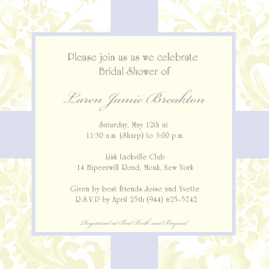 Damask Cream Square Bridal Shower Invitation