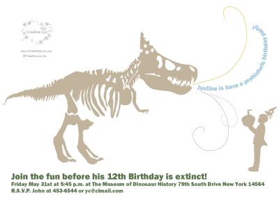 Dinosaur Fossils Birthday Invitation