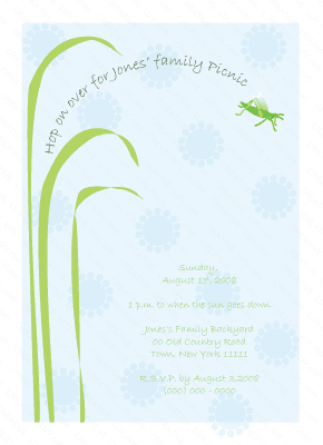 Grasshopper Invitation, summer birthday invitation, birthday invitation, bbq birthday invitation, outdoor birthday invitation