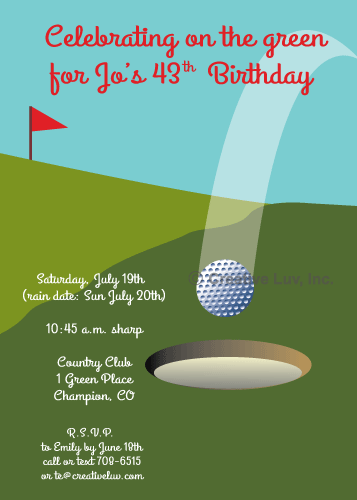 Hole in One Invitation, Golf Birthday Party, Mini Golf Party, Adult Parties, Summer Birthday Party in Contury Club and Bachelor Party 