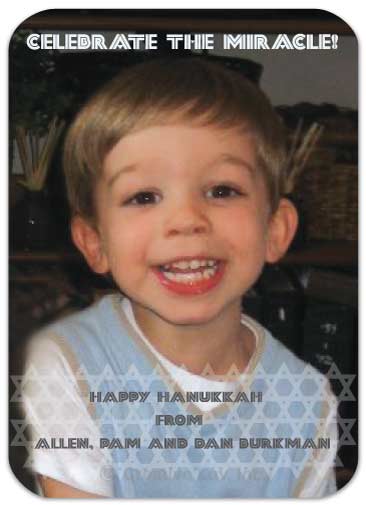 Illuminating Star of David Hanukkah Photo Flat Card