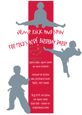 Martial Arts Kids Birthday Flat Invitation