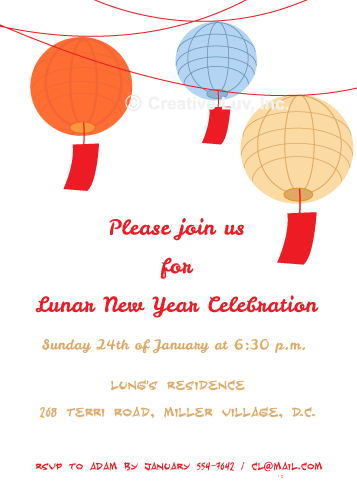 Paper Lanten Lunar New Year Flat Invitation