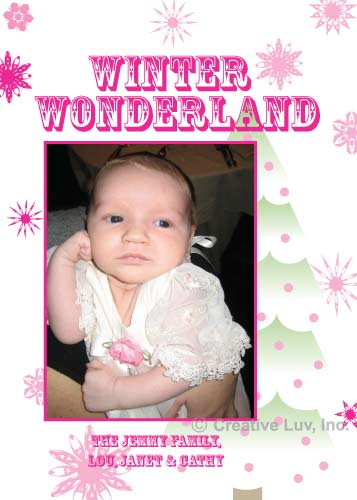 Pink Winter Wonderland Flat Photo Card
