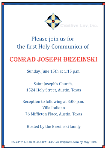 Rosette Cross Communion Invitation