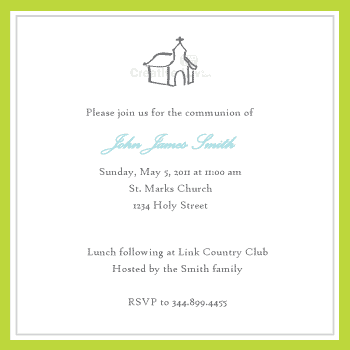 Simple Church in Square Invitation, Invitation for Communion, Confirmation, Baptism, Christening and/or any other Christian religious event