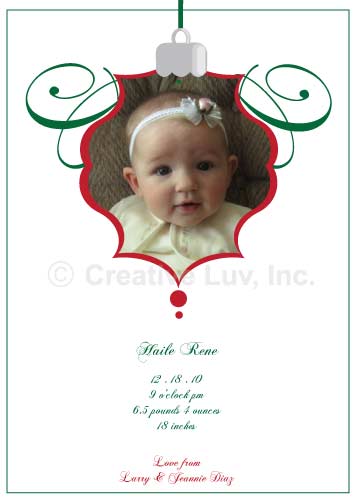 Single Ornament Flat Photo Card