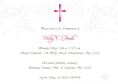 Sophisicated Communion Invitation, Invitation for Communion, Confirmation, Baptism, Christening and/or any other Christian religious event