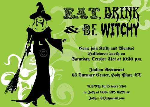 Sophisticated Witch Halloween Flat Invitation