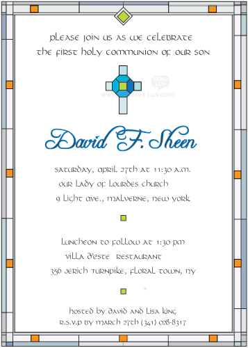 Stained Glass Boarder Commuion Invitation