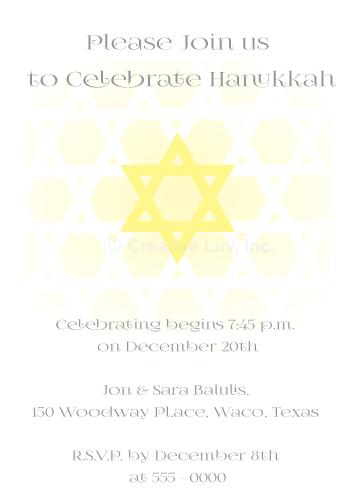Star of David Hanukkah Flat Invitation