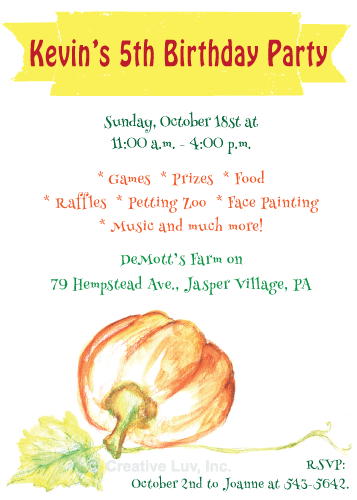 Watercolor Pumkin Fall Flat Invitation