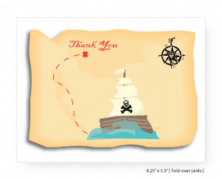 Pirate Map Thank You Card