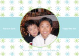 Stars Blue Green Christmas Flat Photo Card